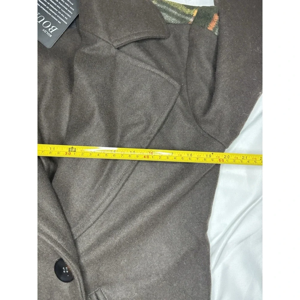 Women's Bernardo‎ Plaid Trench Coat Wool Blend Wrap Women's XS Green & Brown NWT - Picture 7 of 11